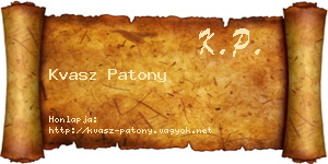 Kvasz Patony névjegykártya